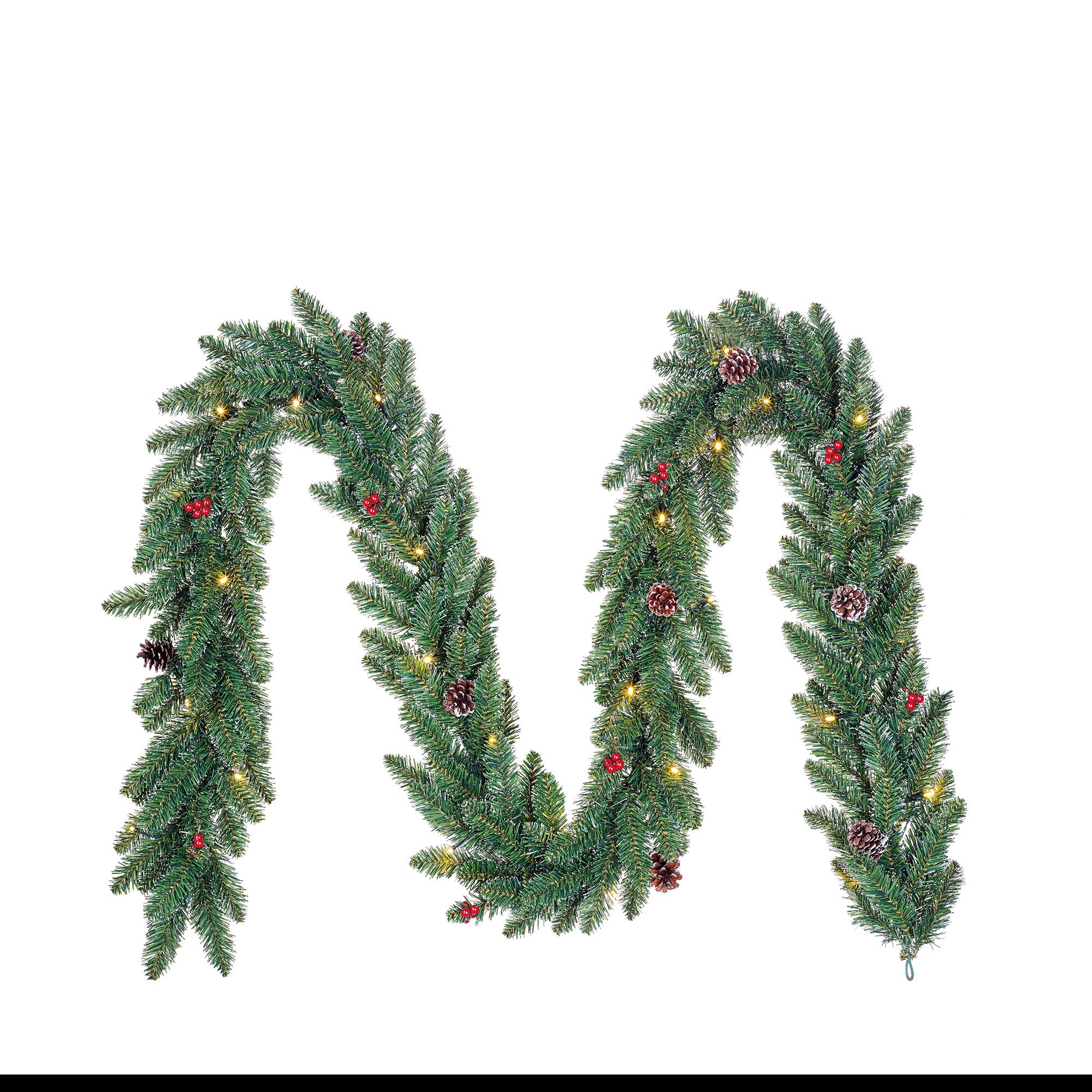 2x Guirlande de Noël artificielle 'Creston'  2,7 mètres vert-rouge incl. Éclairage LED + décoration de Noël Vert-Rouge - Image 3