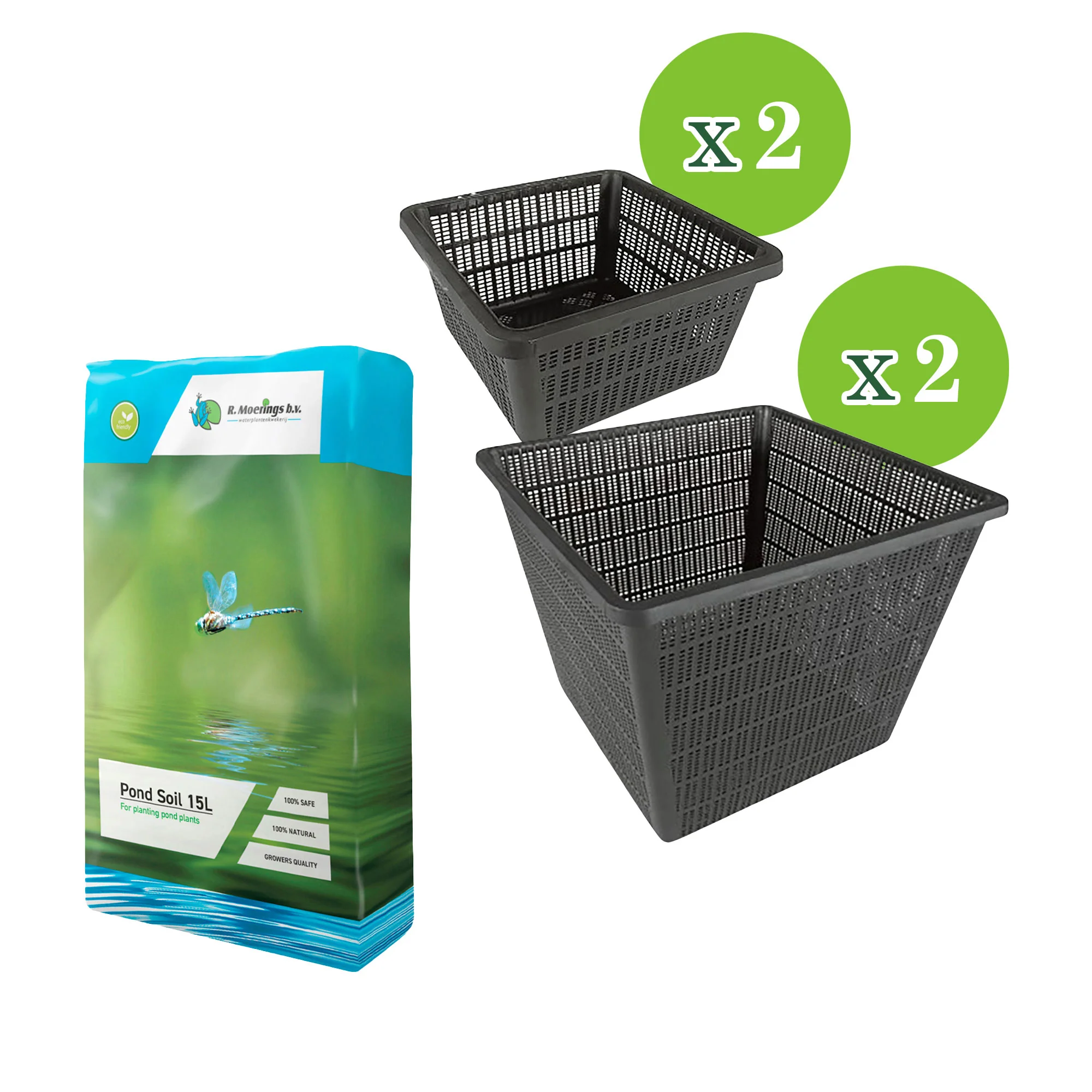 4x Panier de bassin carré avec Terreau Moerings - Image 3