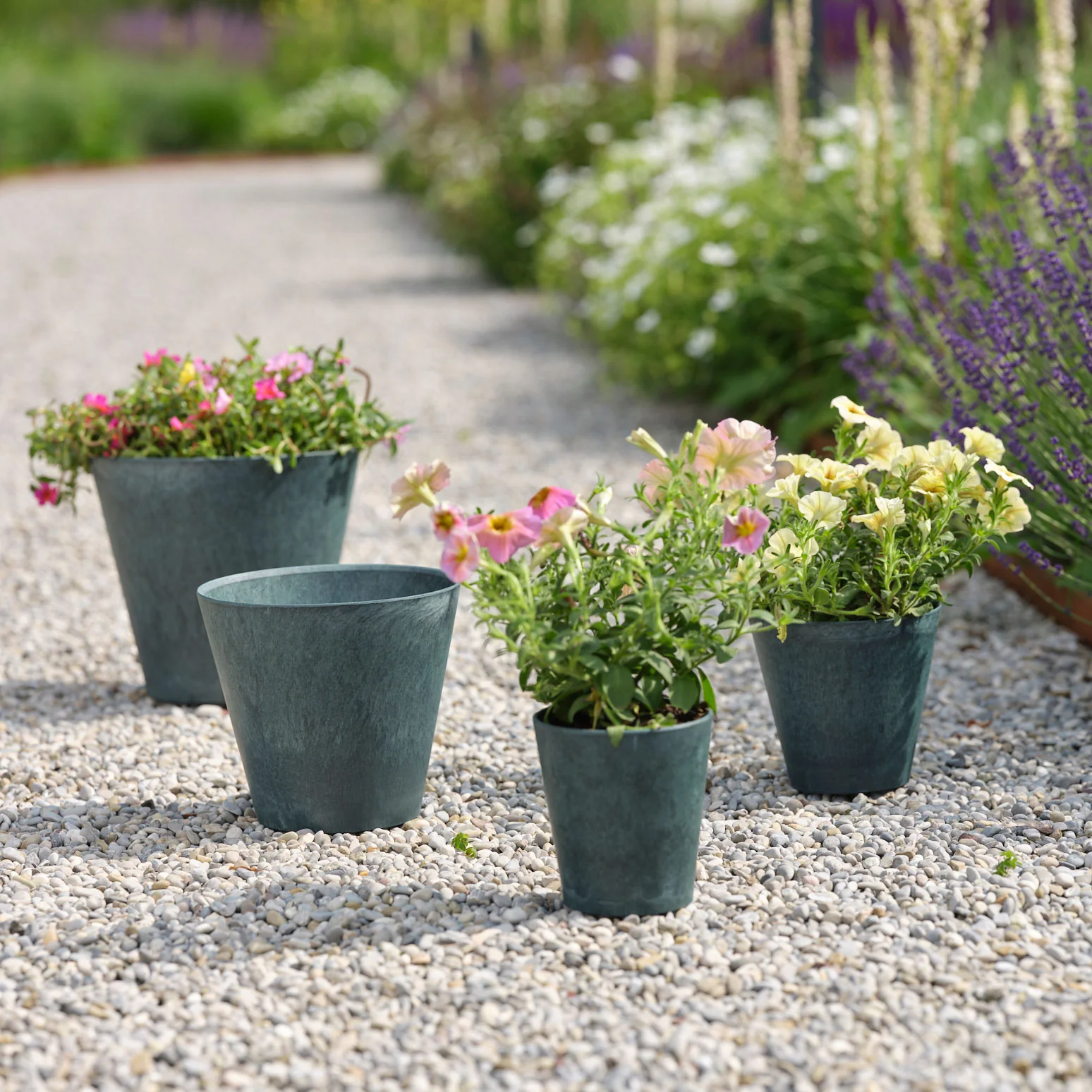 Artstone pot de fleurs Claire rond bleu - Pot pour l'intérieur et l'extérieur - Image 2
