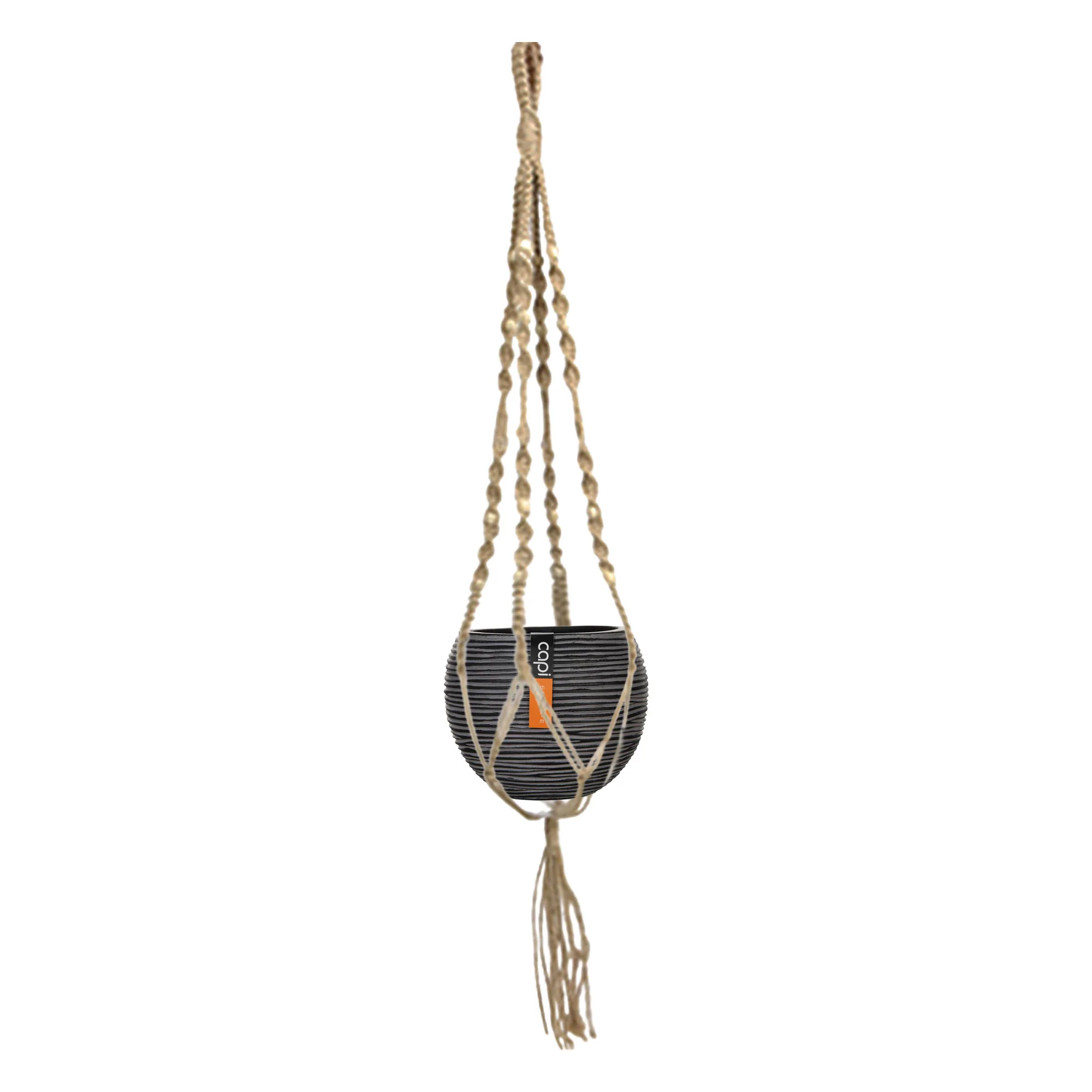 Capi Cache-pot Macrame 'Nature Rib' noir avec suspension pour plante - Image 6