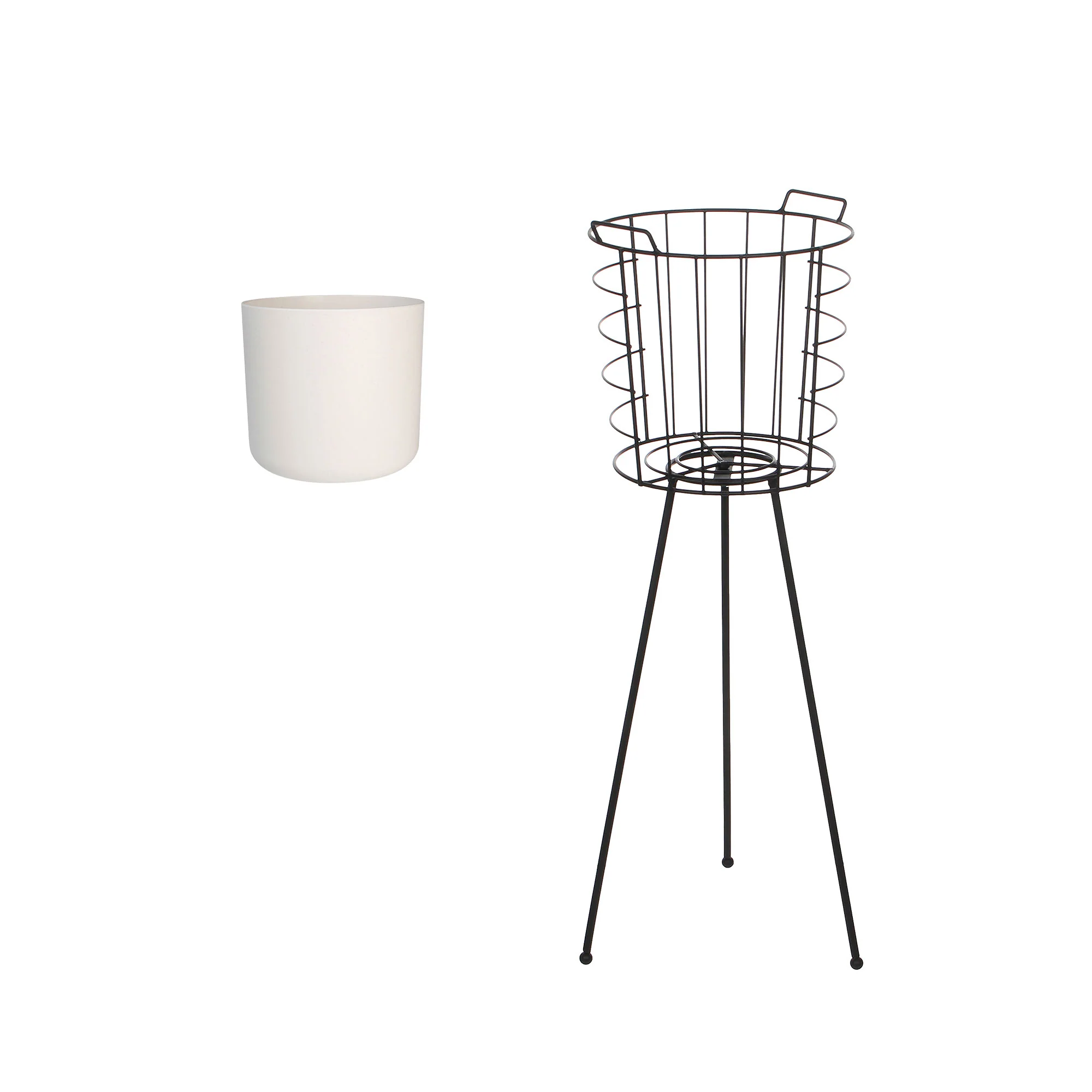 Elho pot de fleurs Brussels rond blanc avec table à plantes- Pot pour l'intérieur - Image 2