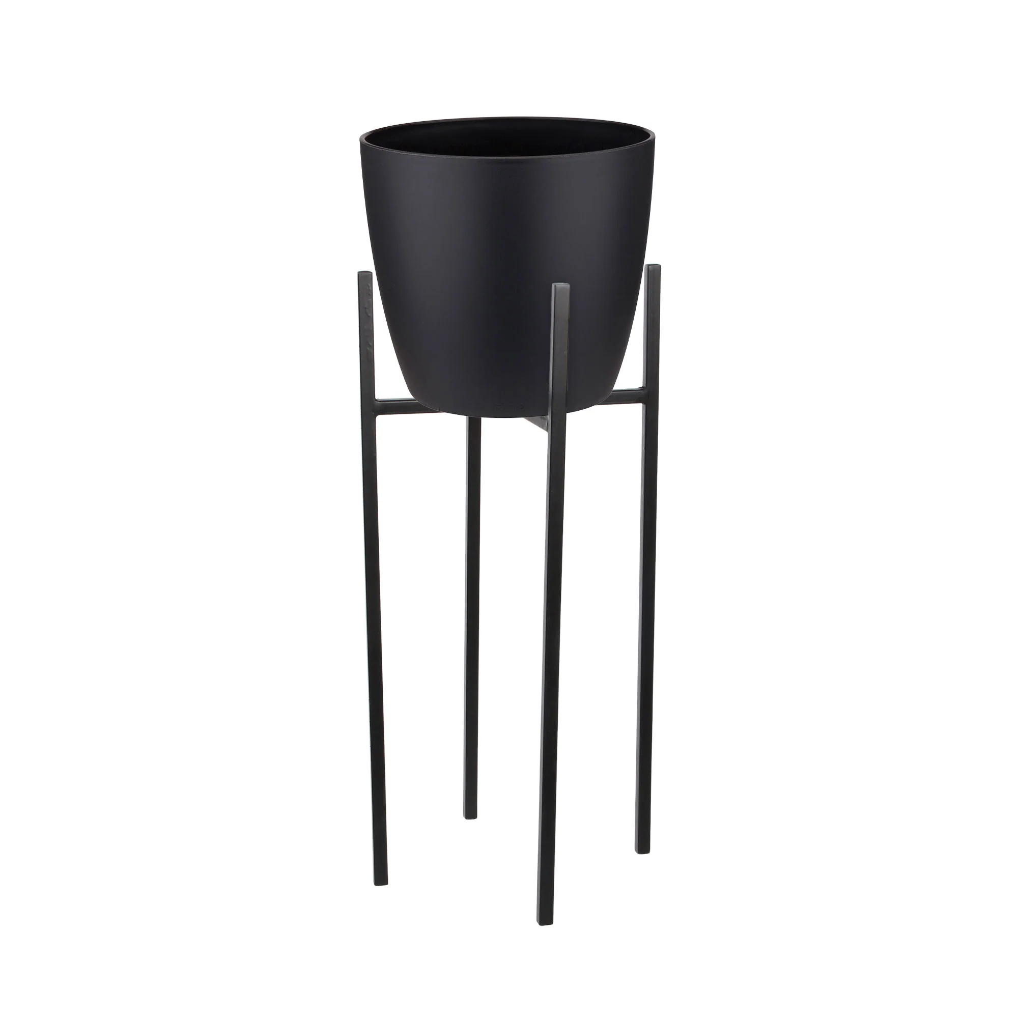 Elho pot de fleurs Brussels rond noir avec table à plantes - Pot pour l'intérieur - Image 3