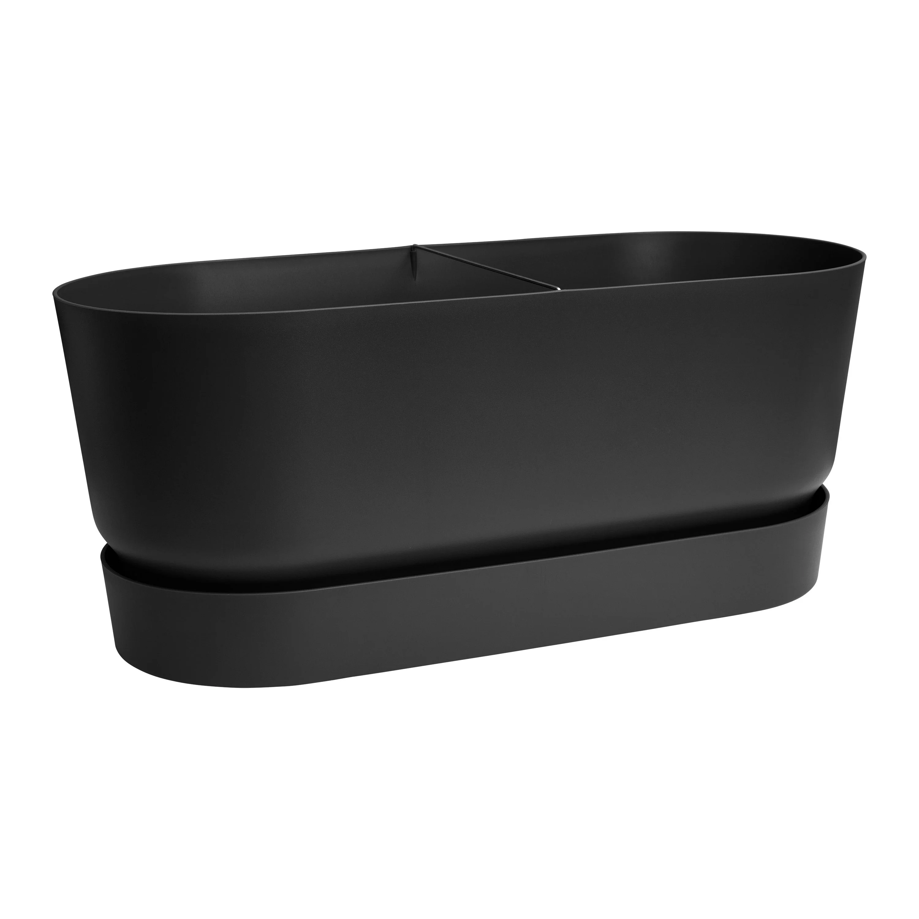 Elho pot de fleurs Greenville terrace trough ovale noir avec roulettes - Pot pour l'extérieur - Image 3