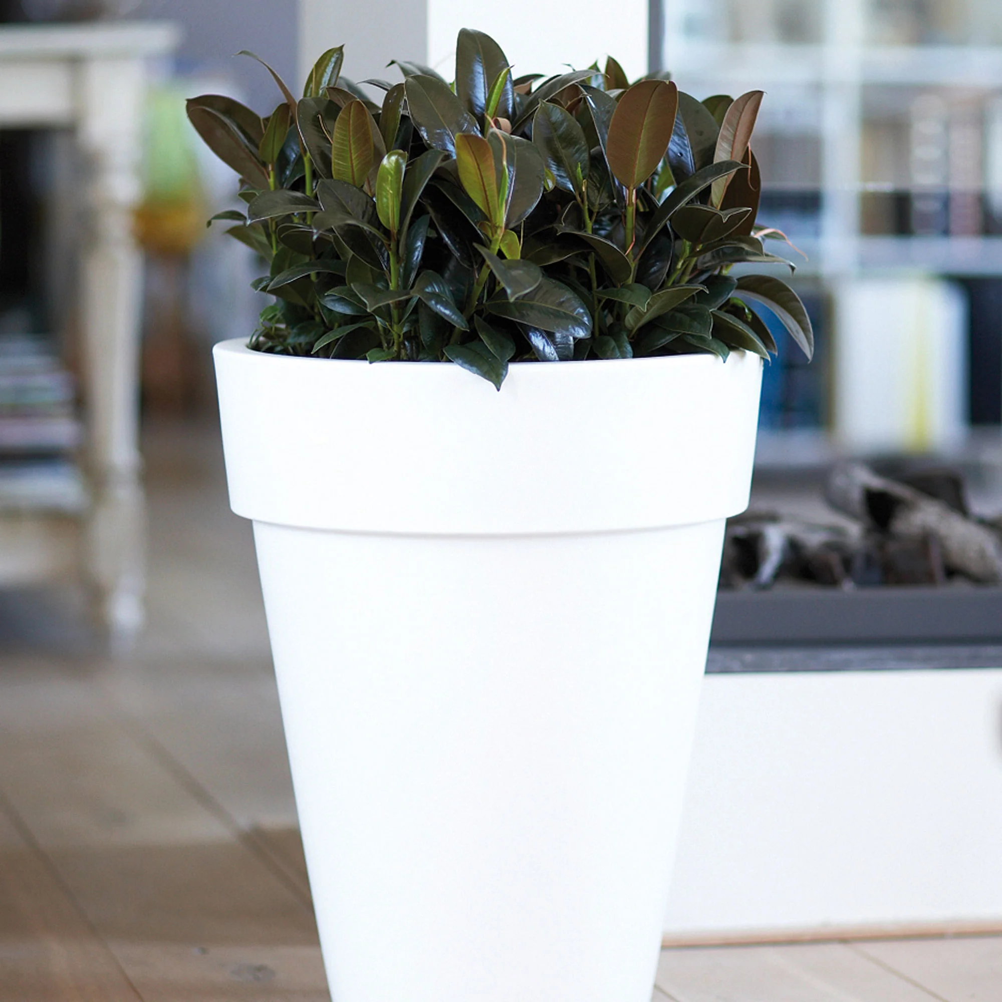 Elho pot de fleurs haut Pure rond blanc - Pot pour l'intérieur et l'extérieur - Image 2