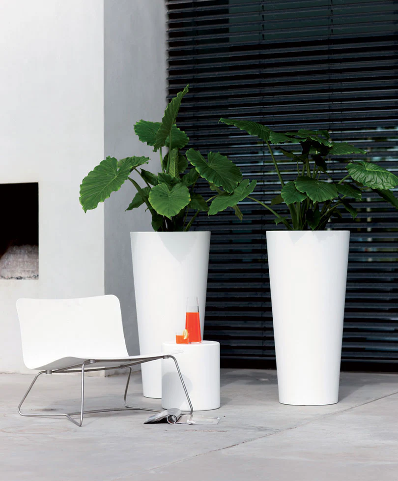 Elho pot de fleurs haut Pure straight rond blanc - Pot pour l'intérieur et l'extérieur - Image 2