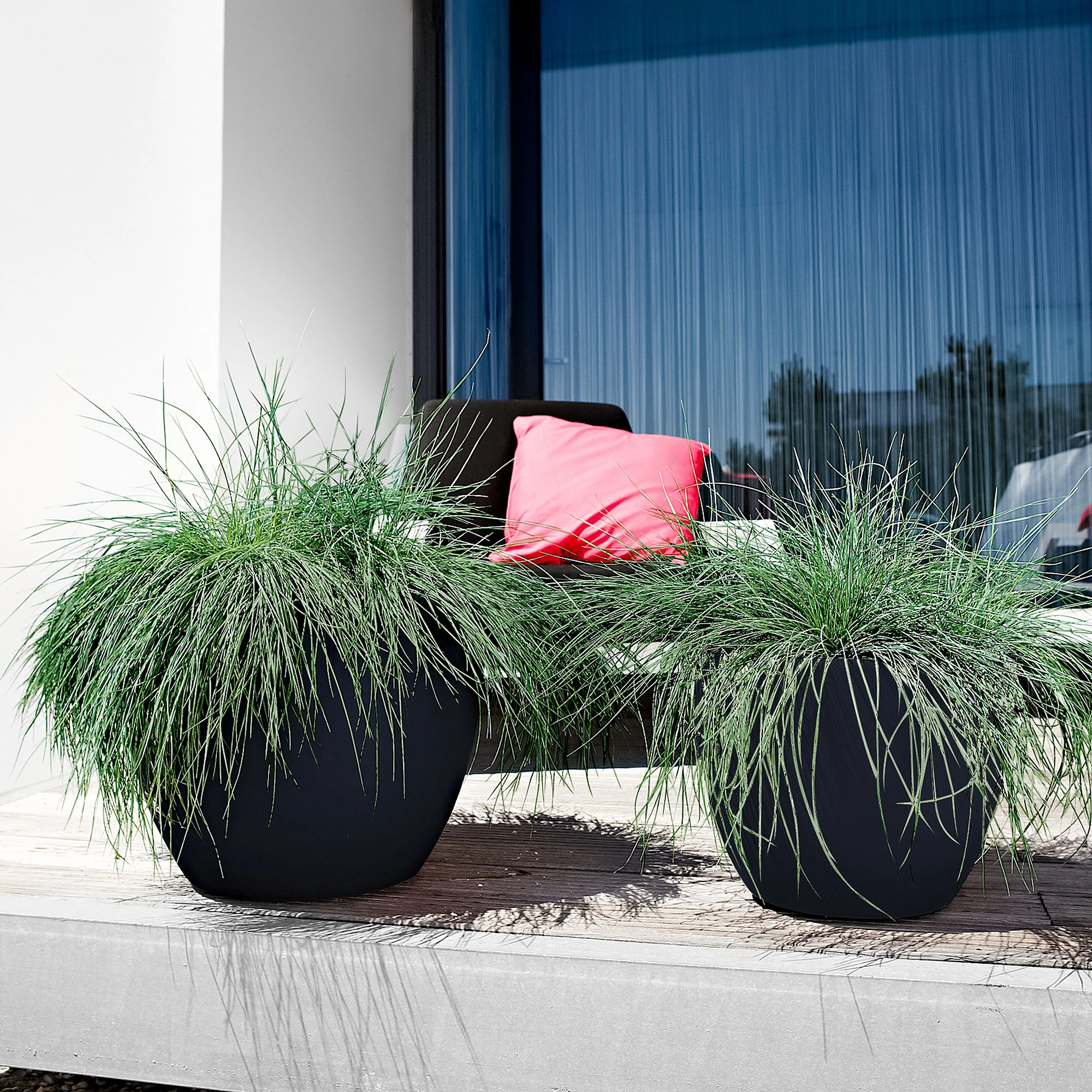 Elho pot de fleurs Pure soft rond anthracite - Pot pour l'intérieur et l'extérieur - Image 2