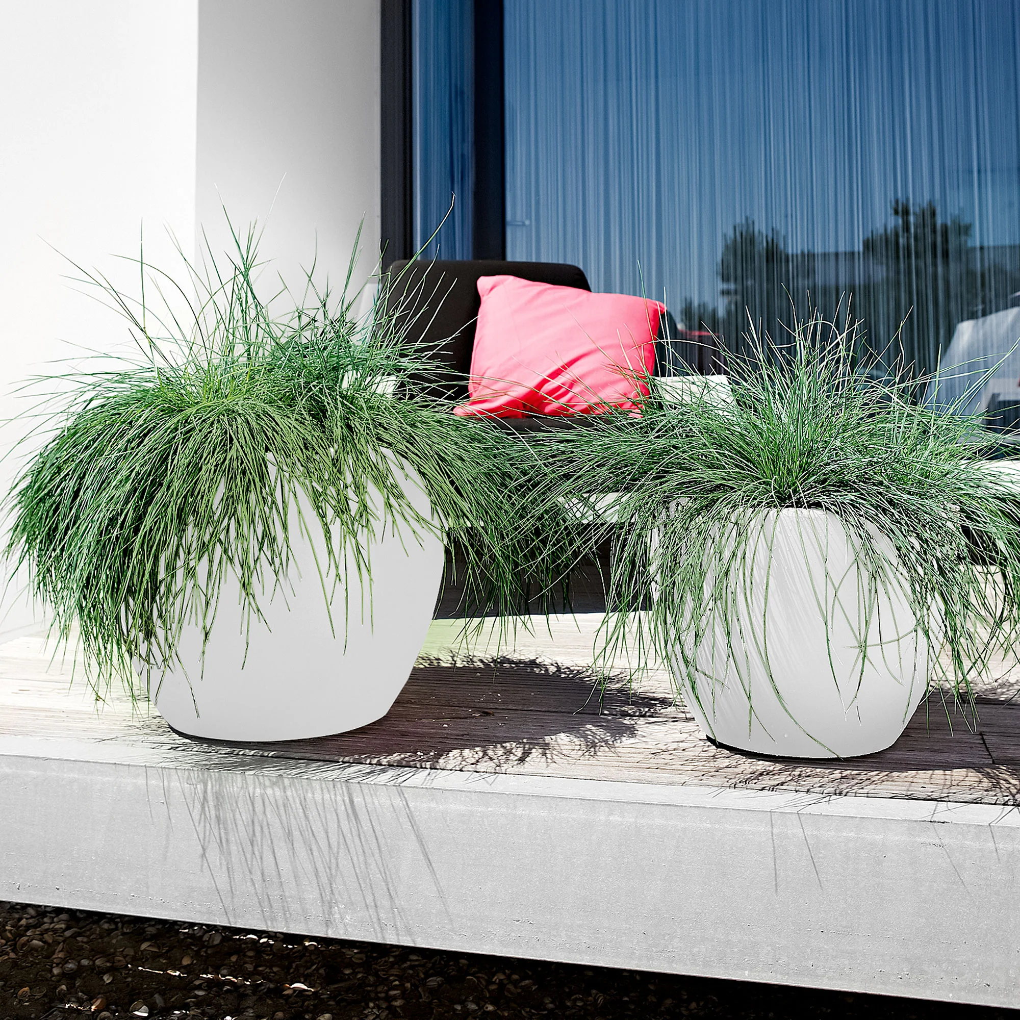 Elho pot de fleurs Pure soft rond blanc - Pot pour l'intérieur et l'extérieur - Image 2