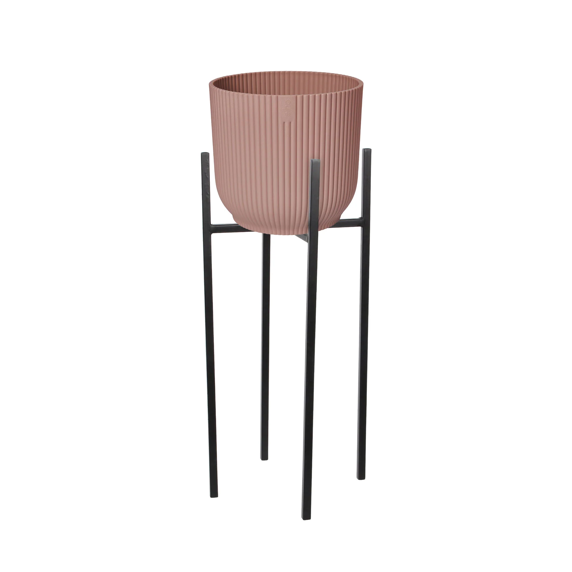 Elho pot de fleurs Vibes Fold rond rose avec table noire - Pot pour l'intérieur - Image 5