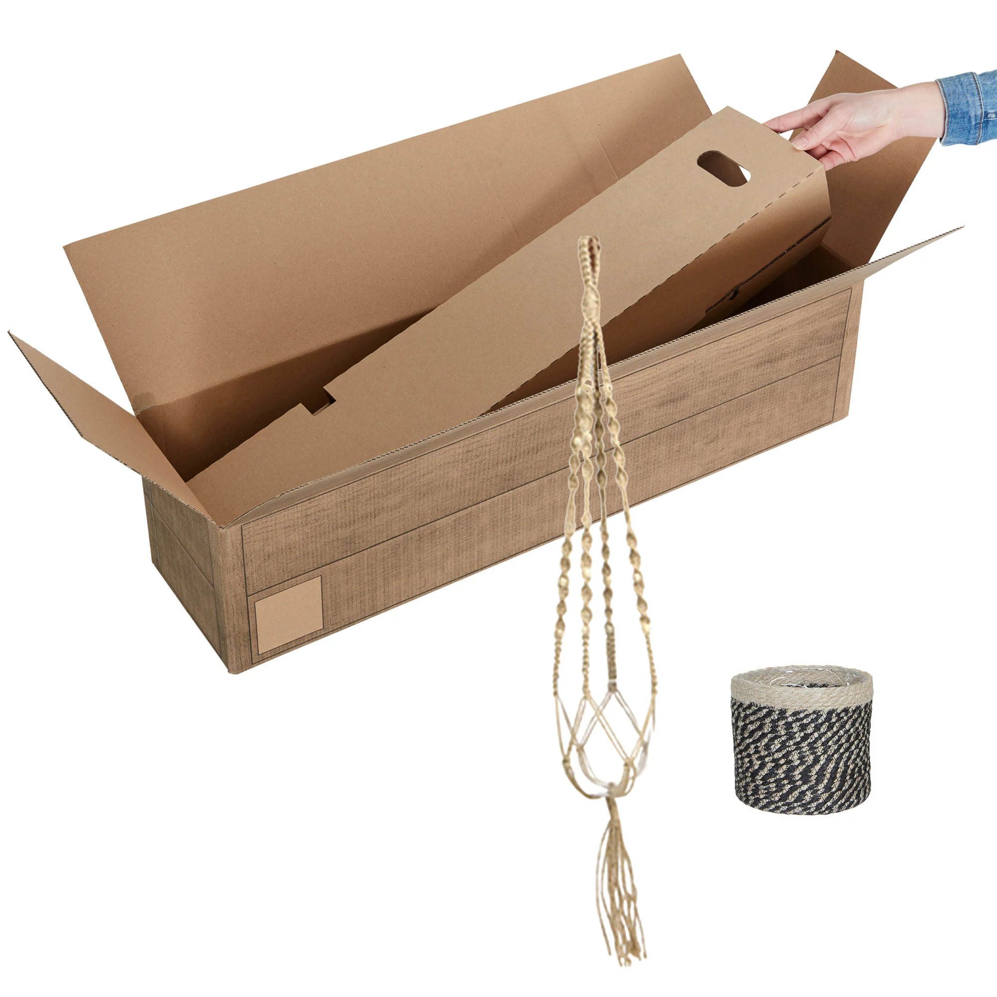 Mica Decorations panier Macrame 'Bonaparte' noir-blanc avec suspension pour plante - Image 4