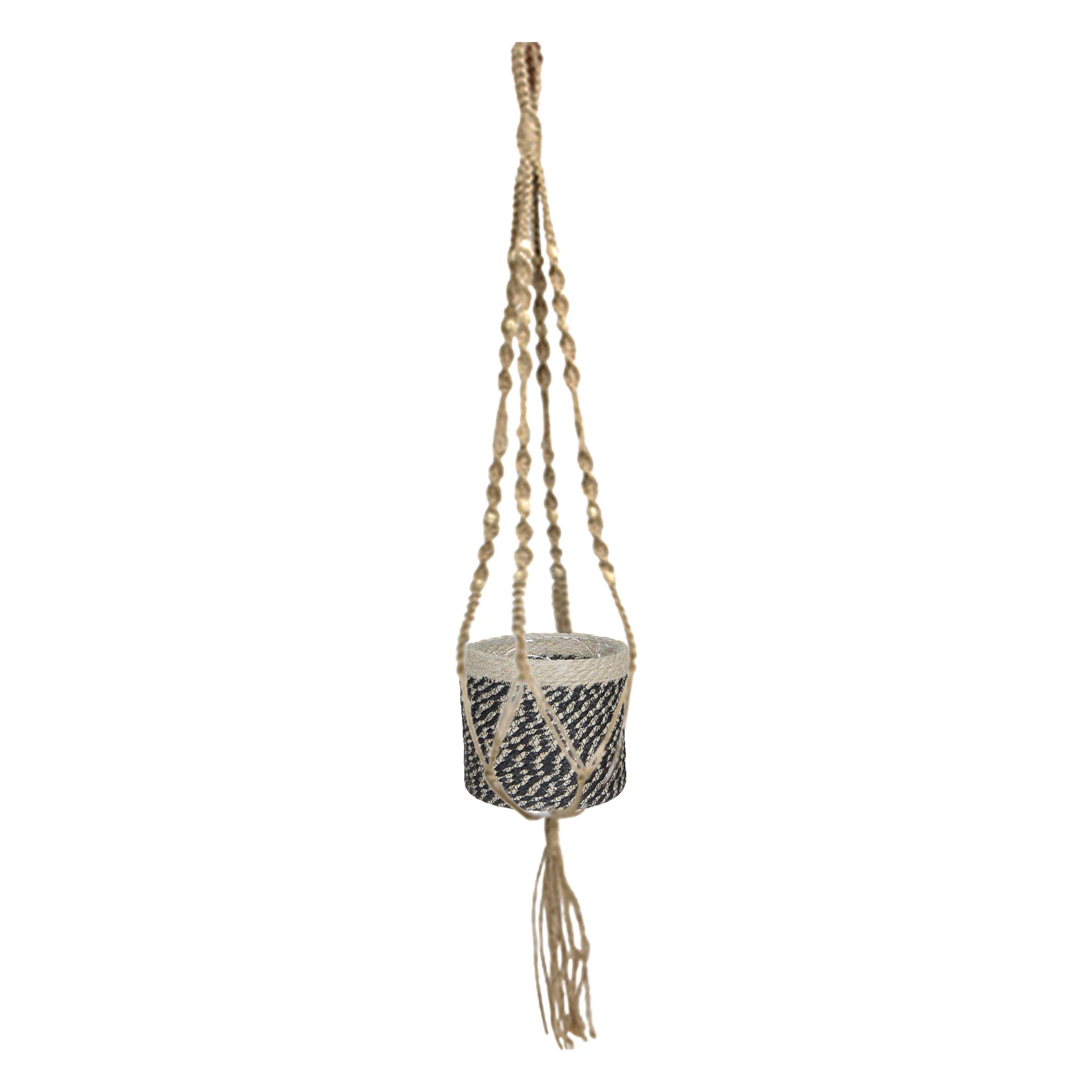 Mica Decorations panier Macrame 'Bonaparte' noir-blanc avec suspension pour plante - Image 6