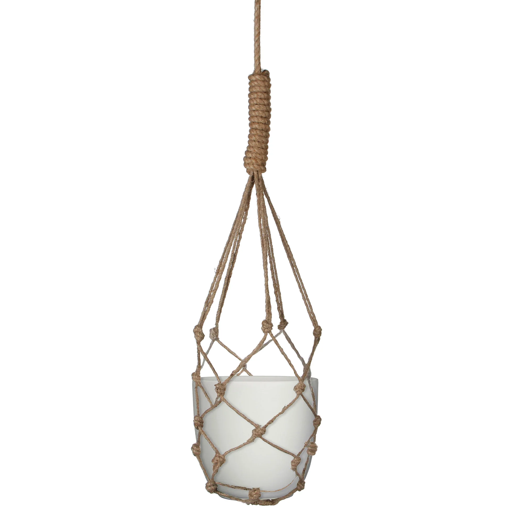 Mica Decorations pot de fleurs Tusca rond - Pot pour l'intérieur blanc avec suspension en corde de jute pour plantes - Image 4