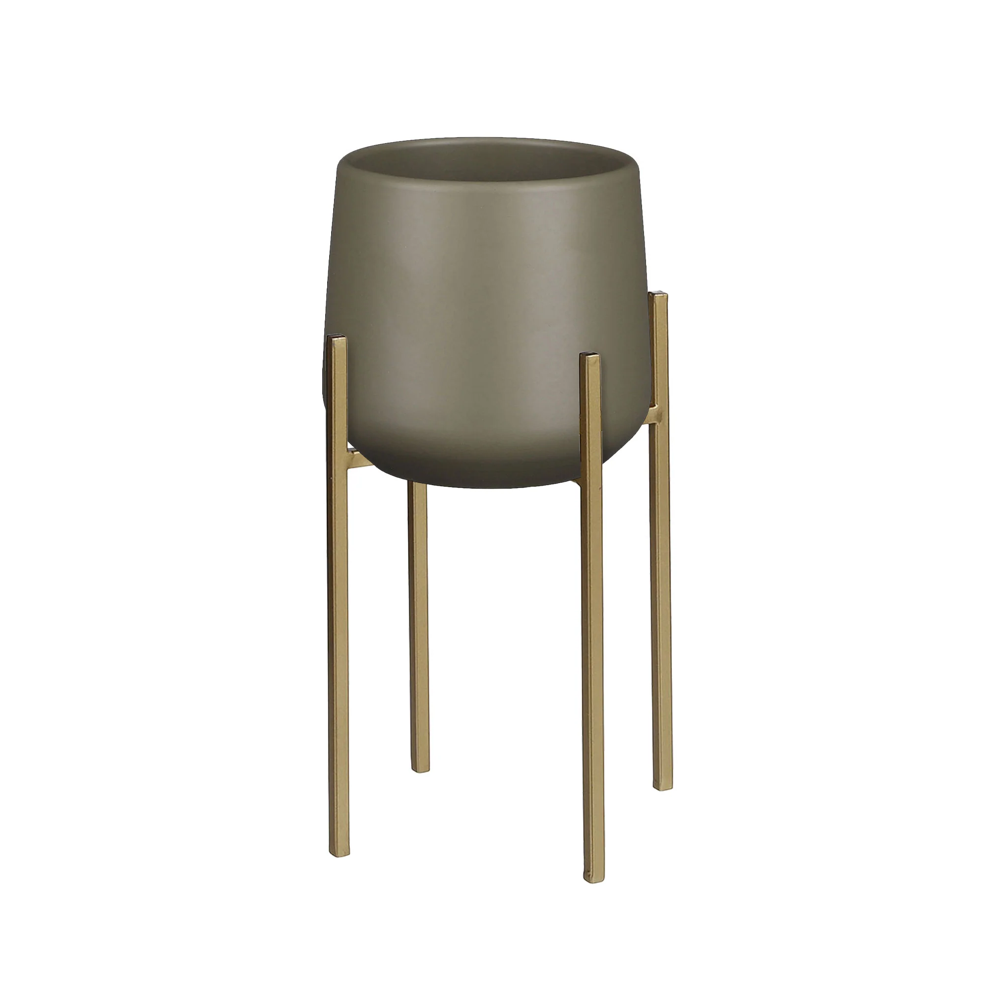 Mica pot de fleurs Amber rond vert avec table à plantes - Pot pour l'intérieur