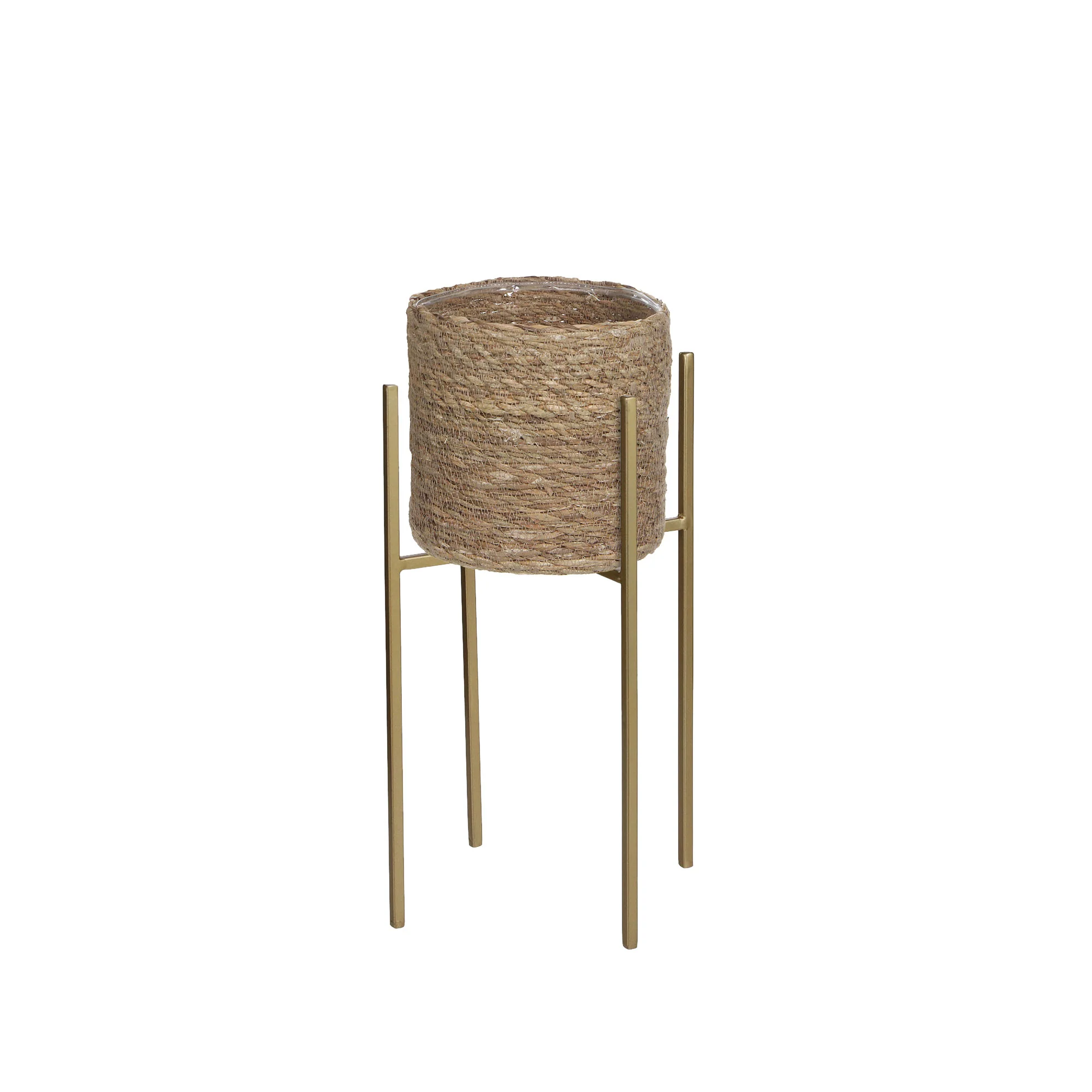 Mica pot de fleurs Atlantic zeegras rond marron avec table à plantes - Pot pour l'intérieur - Image 5