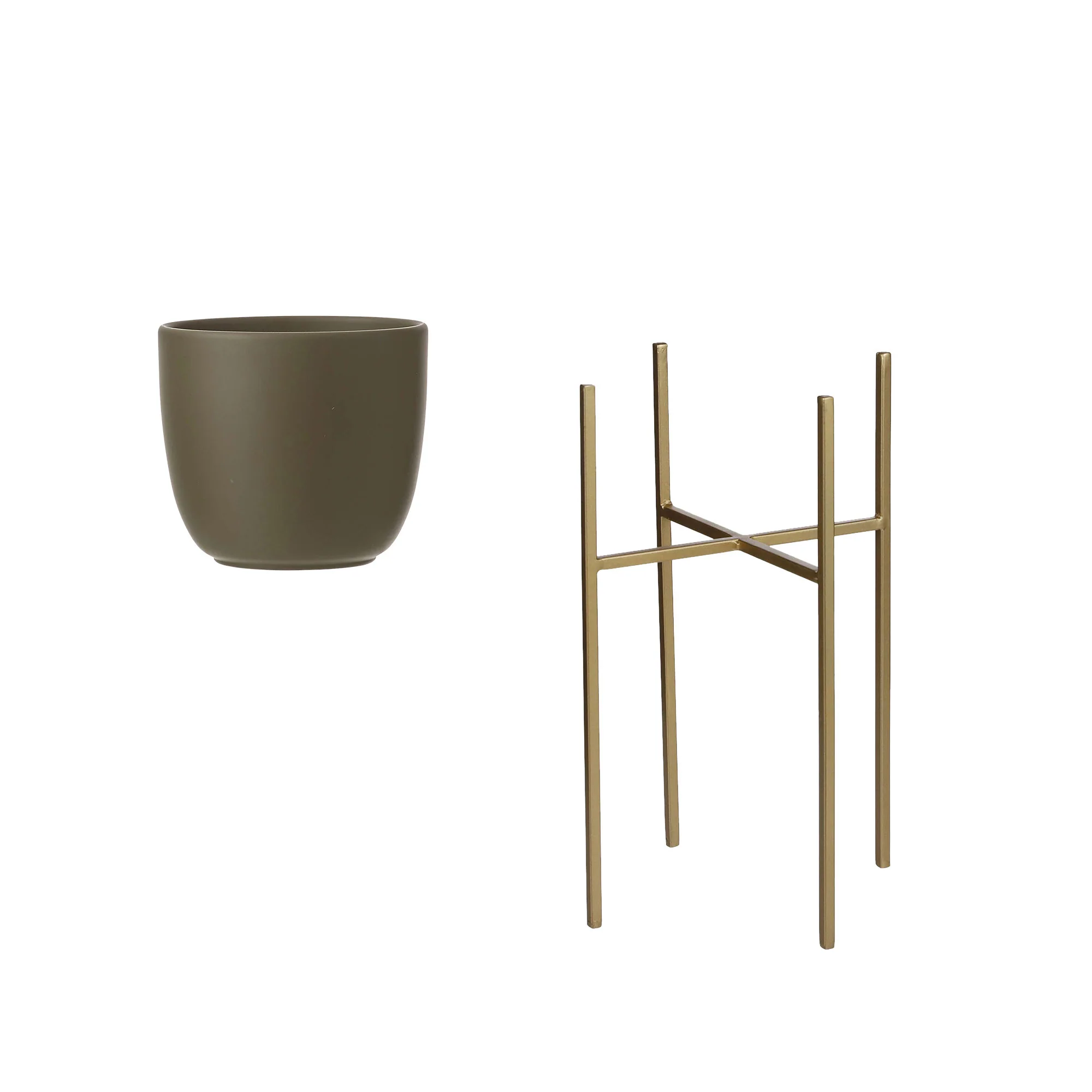 Mica pot de fleurs Tusca rond vert avec table à plantes - Pot pour l'intérieur - Image 2
