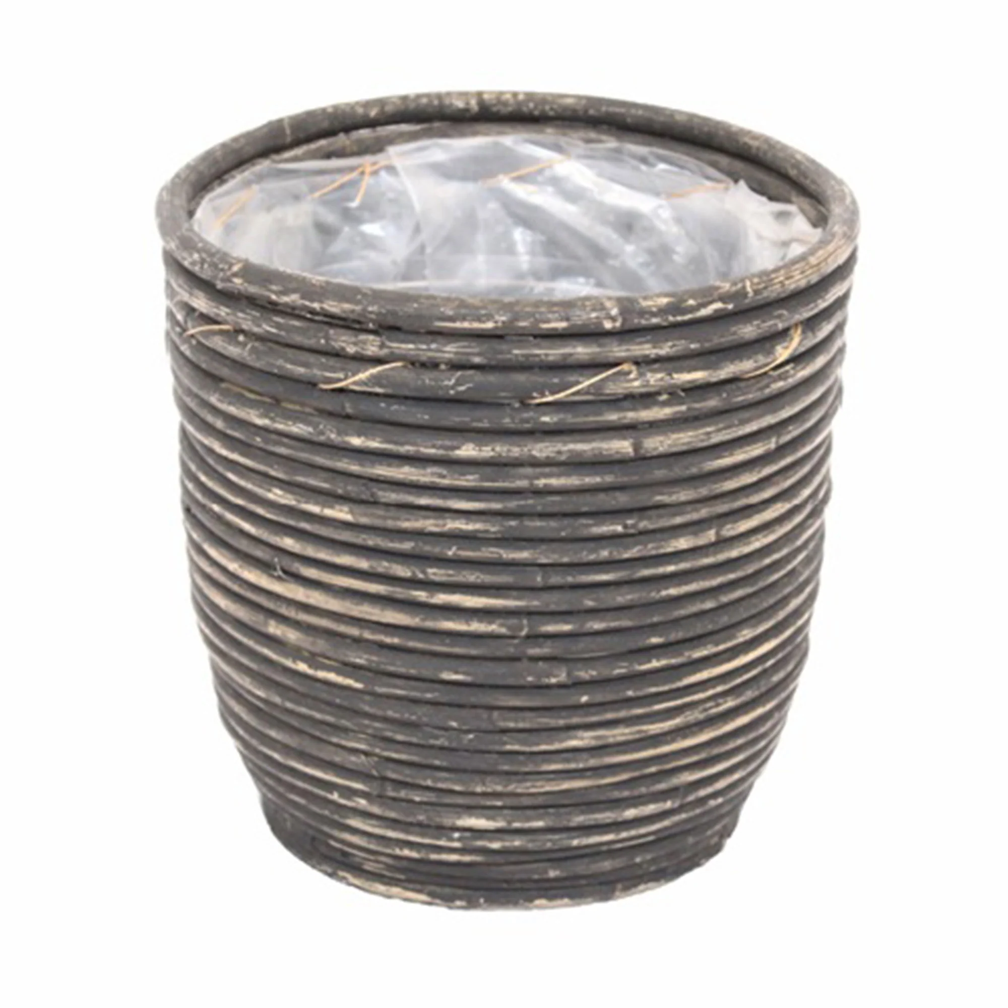 Pot de fleurs rayé en rotin rond noir - Pot pour l'intérieur - Image 7