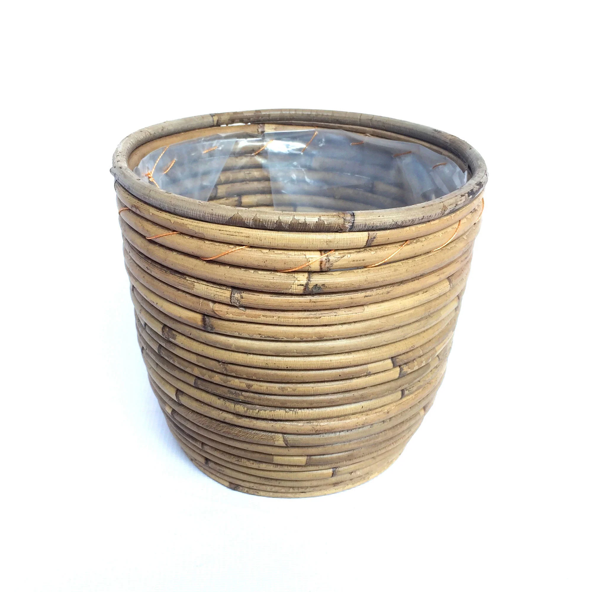 Rotin cache-pot Macrame 'Ballon Stripe' marron avec suspension pour plante - Image 4
