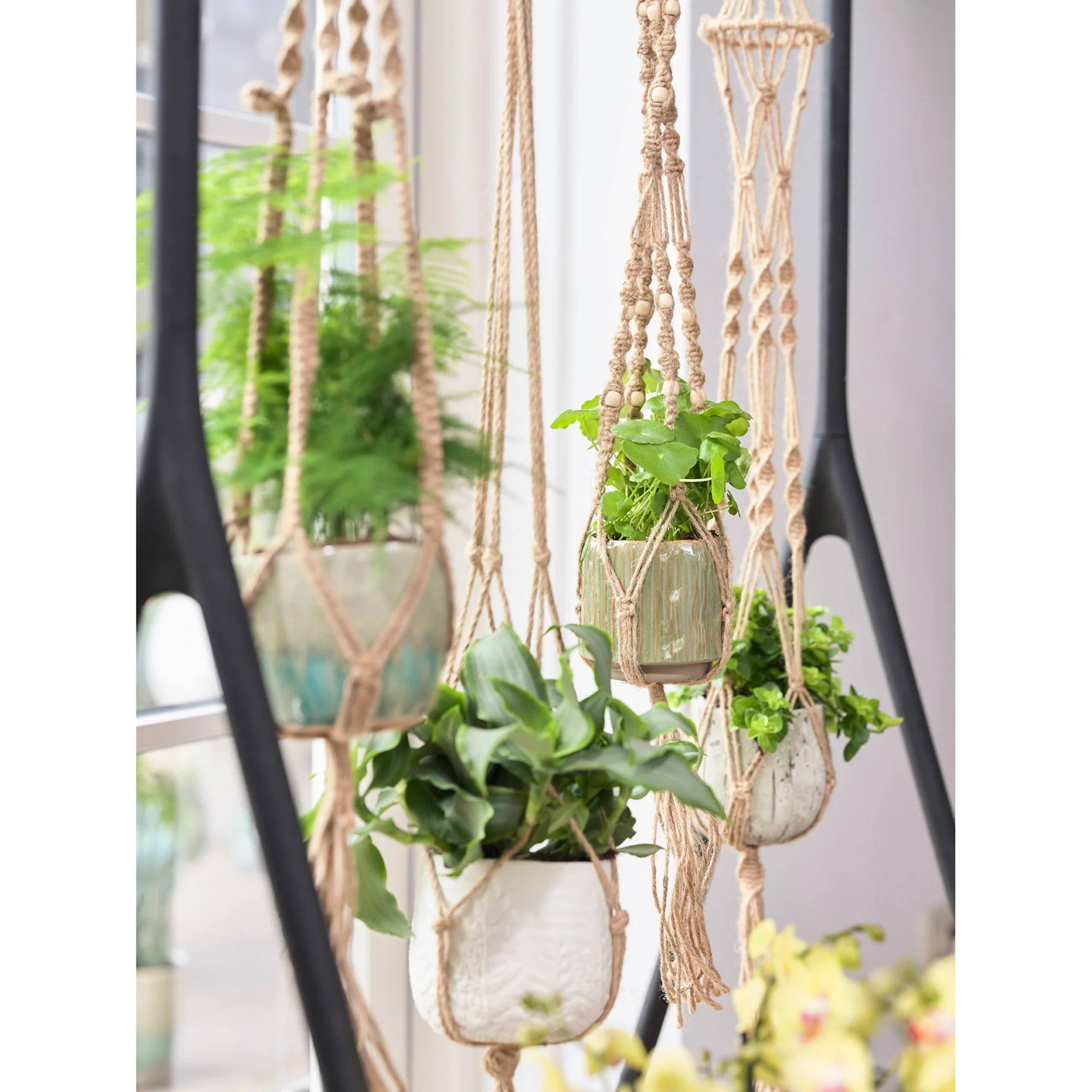 TS suspension pour pot de fleur Macramé crème 95 cm - Image 2